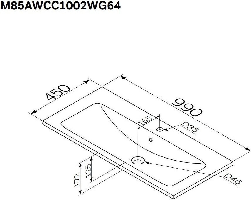 Умывальник AM.PM X-Joy M85AWCC1002WG64