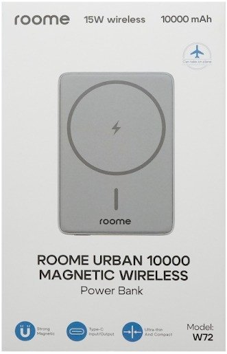 Внешний аккумулятор Roome Urban W72 10000mAh Magnetic Wireless (серый)