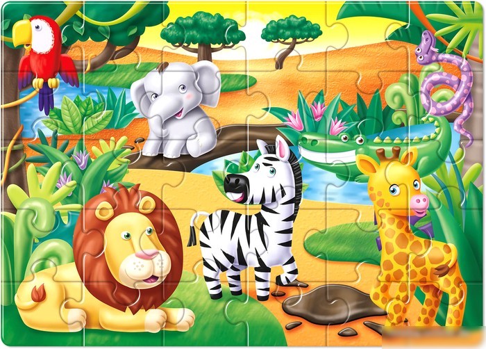 Мозаика/пазл Baby Toys First Puzzle. Кто живет в Джунглях 04187