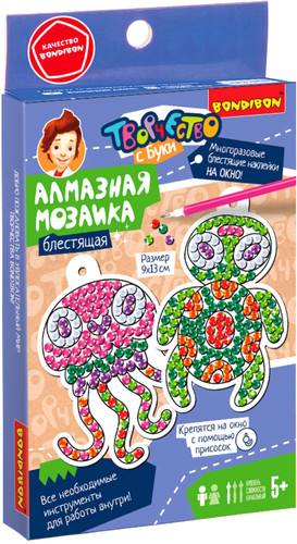 Алмазная мозаика Bondibon Наклейки на окно многоразовые 1 ВВ5619