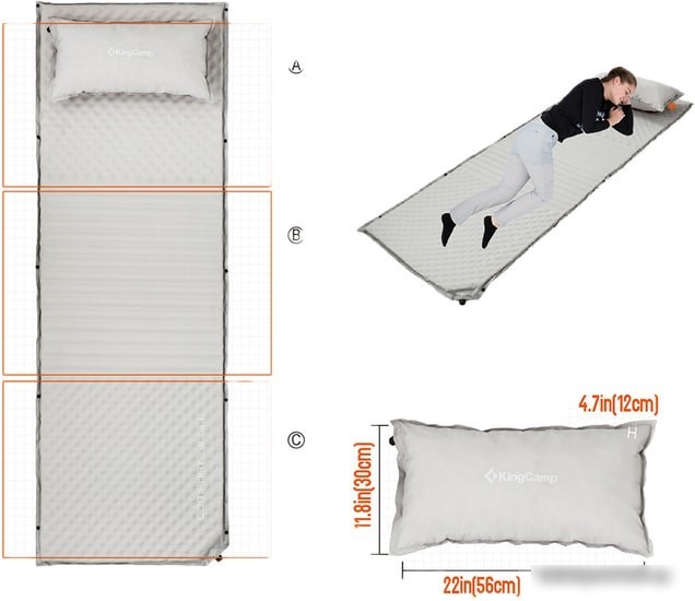 Туристический коврик KingCamp Comfort Single KM3605 (серый)