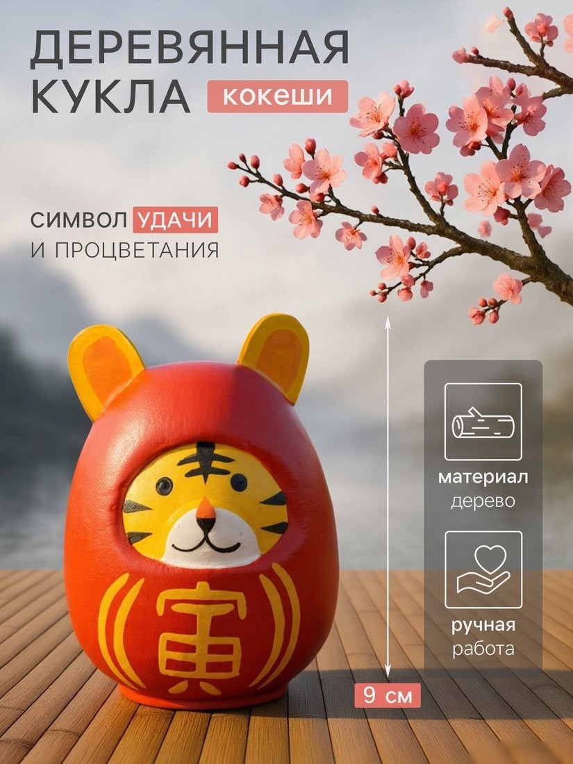 Статуэтка Sima-Land Японская кукла кокеши Тигренок 10465096