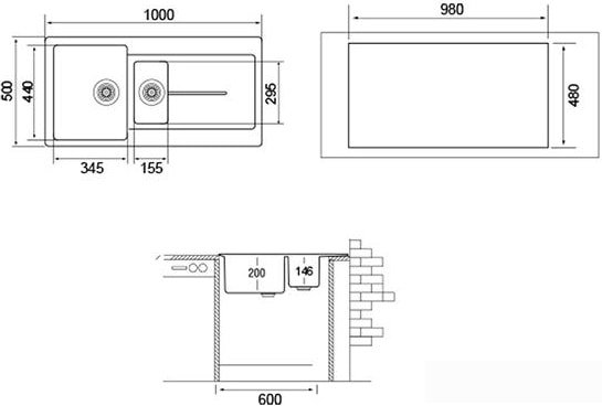 Кухонная мойка Longran Enigma ENG1000.500 15 (croma/49)