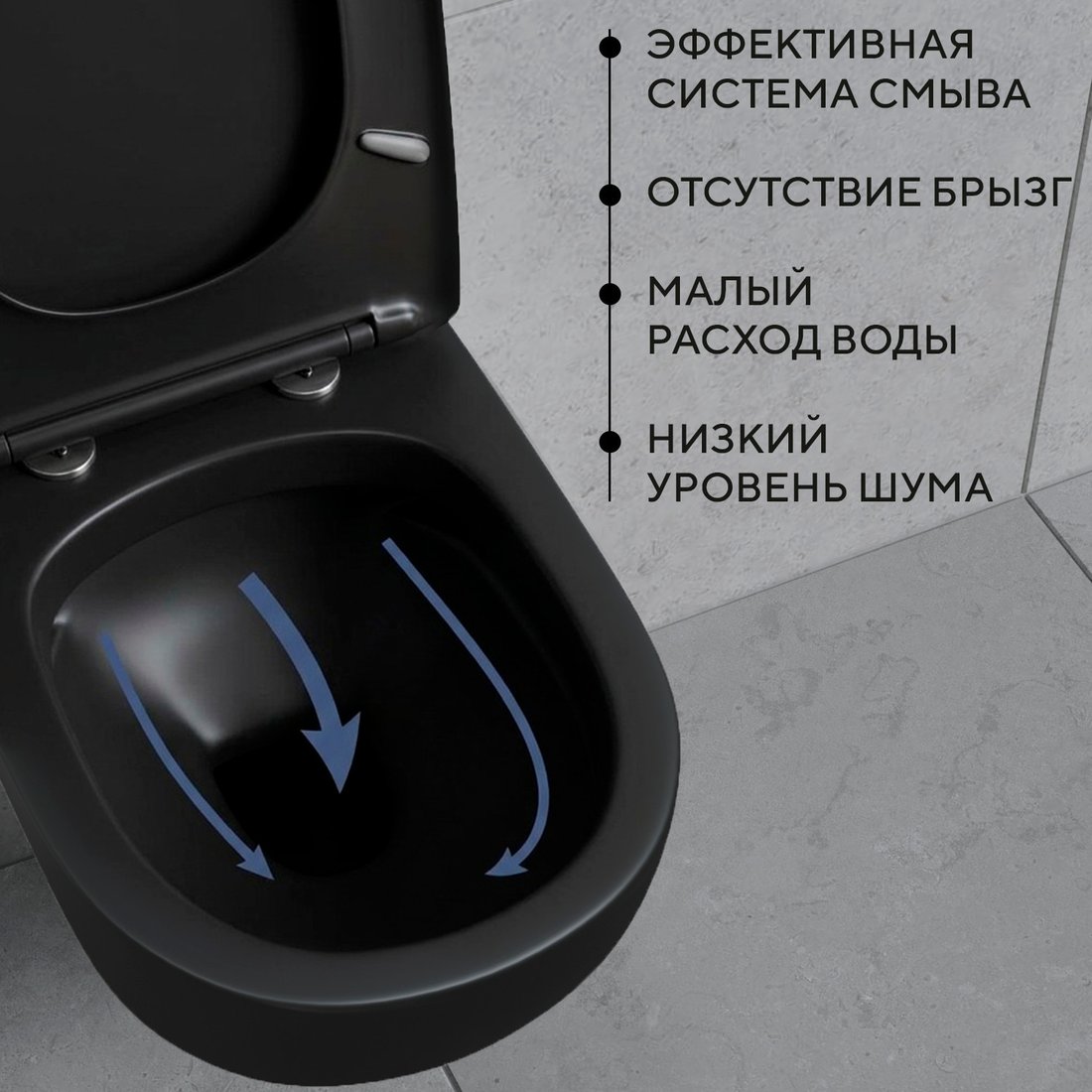 Унитаз подвесной Lauter Sulzdorf + 21901002 + 219701F (черный с кнопкой смыва хром)