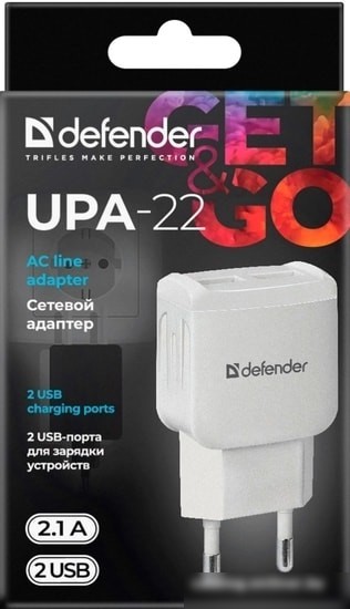 Сетевое зарядное Defender UPA-22 (белый)