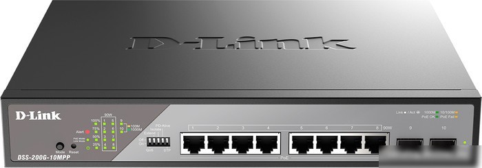 Управляемый коммутатор 2-го уровня D-Link DSS-200G-10MPP/A1A
