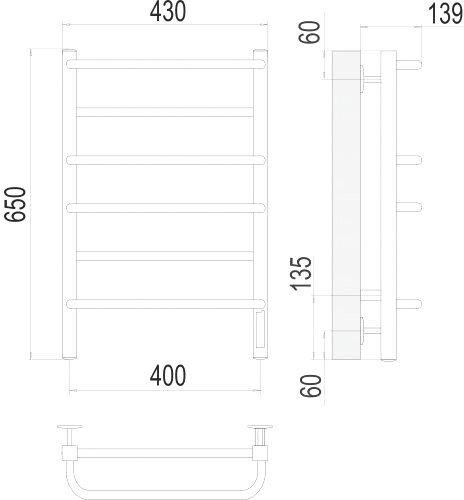 Полотенцесушитель TERMINUS Евромикс П6 400x650 нп электро