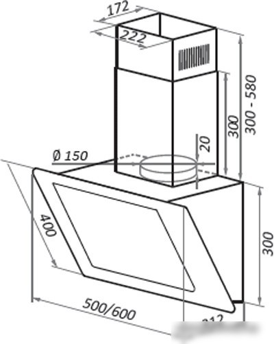 Кухонная вытяжка HOMSair Elf Push 60 Glass (белый)