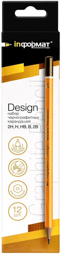 Набор простых карандашей inФормат Design 2В-2Н PPNBY12 (12 шт)