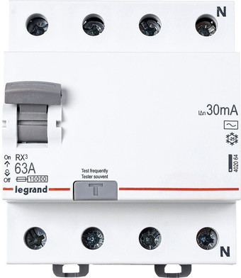 Устройство защитного отключения Legrand RХ3 4P 63A 30mA 10kA 4M тип АС 402064