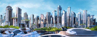 Фотообои ФабрикаФресок Город Будущего 587270 (700x270)