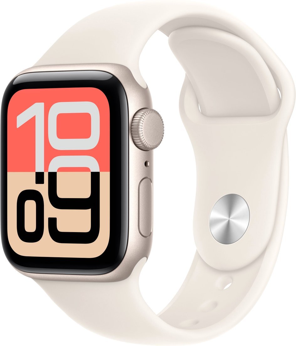 Умные часы Apple Watch SE 3 40 мм (алюминиевый корпус, звездный свет/звездный свет, спортивный силиконовый ремешок M/L)