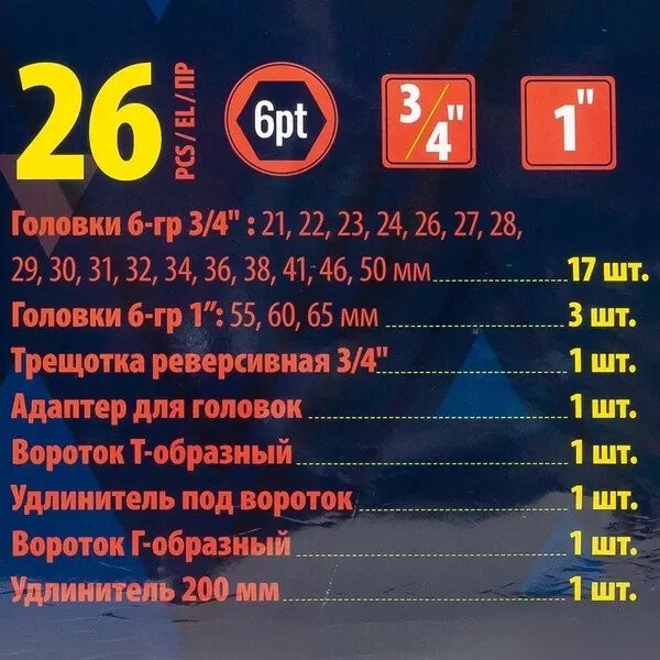 Универсальный набор инструментов Sigmatool 68262-5MPB (26 предметов)