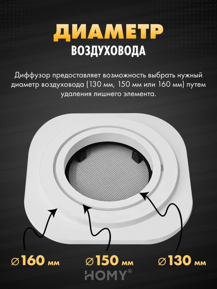 Вентиляционная решетка HOMY AIR круглый A125BR d200 (черная)