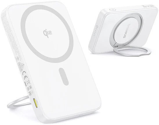 Внешний аккумулятор Baseus PicoGo Qi2 Magnetic Power Bank 5000mAh 20W (белый)