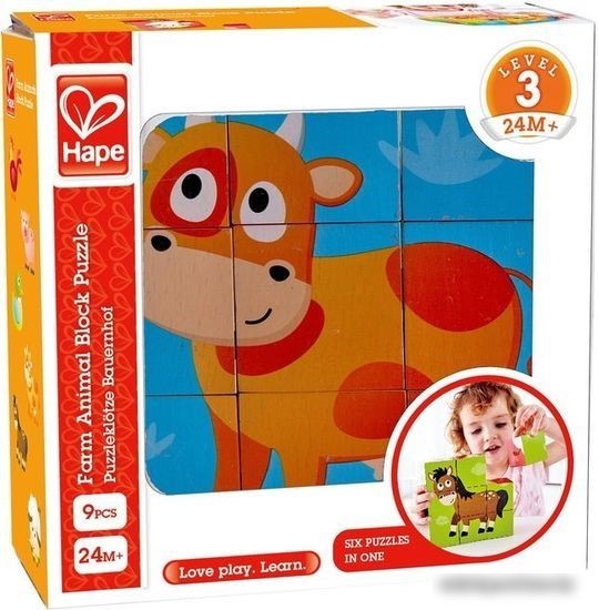 Развивающая игрушка Hape Кубики Ферма E1618_HP
