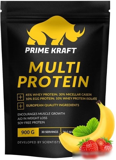 Протеин Prime Kraft Multi Protein (900г, клубника/банан)