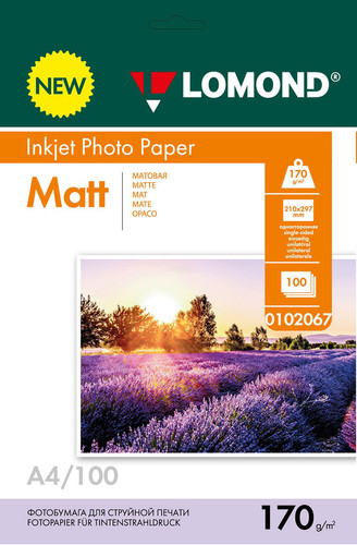 Фотобумага Lomond односторонняя матовая А4 170 г/м 100 л 0102067