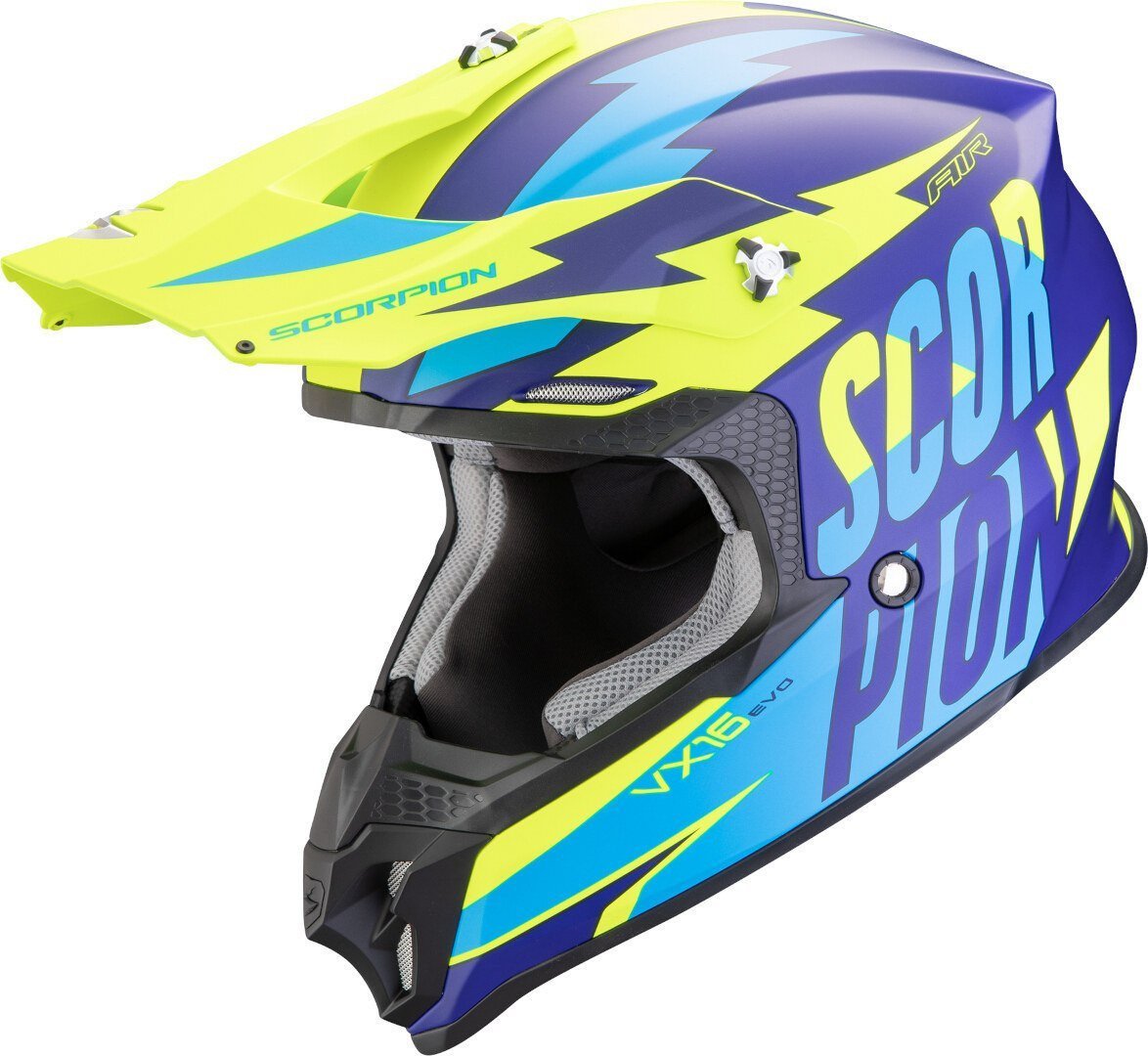 Мотошлем Scorpion Exo Vx-16 Evo Air Slanter (р. XL, синий матовый/желтый неон)