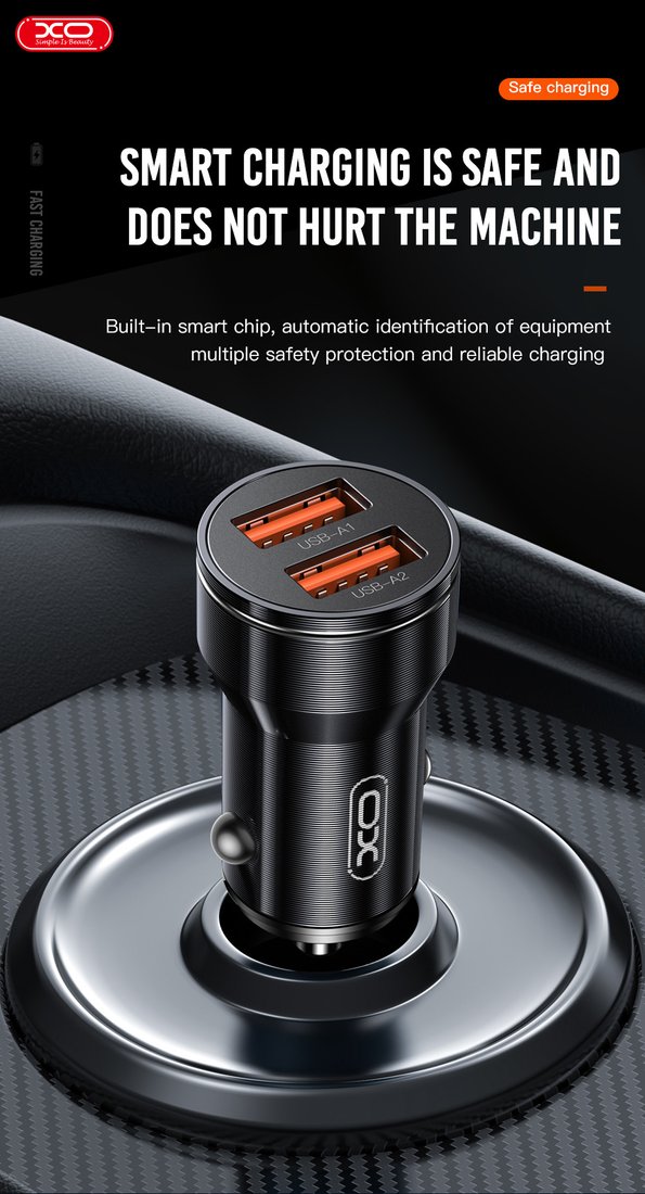 Автомобильное зарядное XO CC48 (черный)