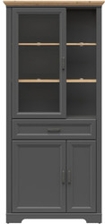 Шкаф-витрина BRW Jasmin REG1W2D1S (графит/дуб артизан)
