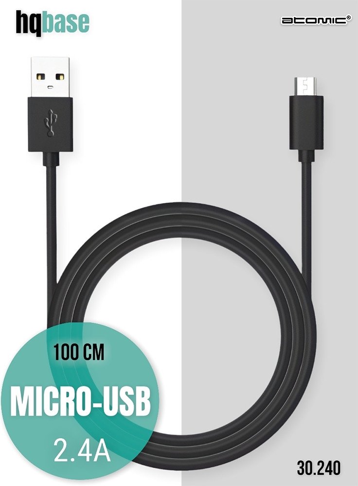 Кабель Atomic HQ-Base 30.240 USB Type-A - microUSB (1 м, черный)