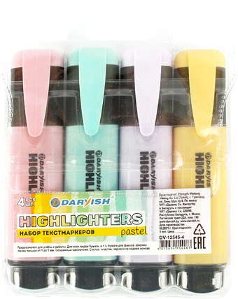 Текстовыделитель Darvish DV-12545-4 (4 шт)