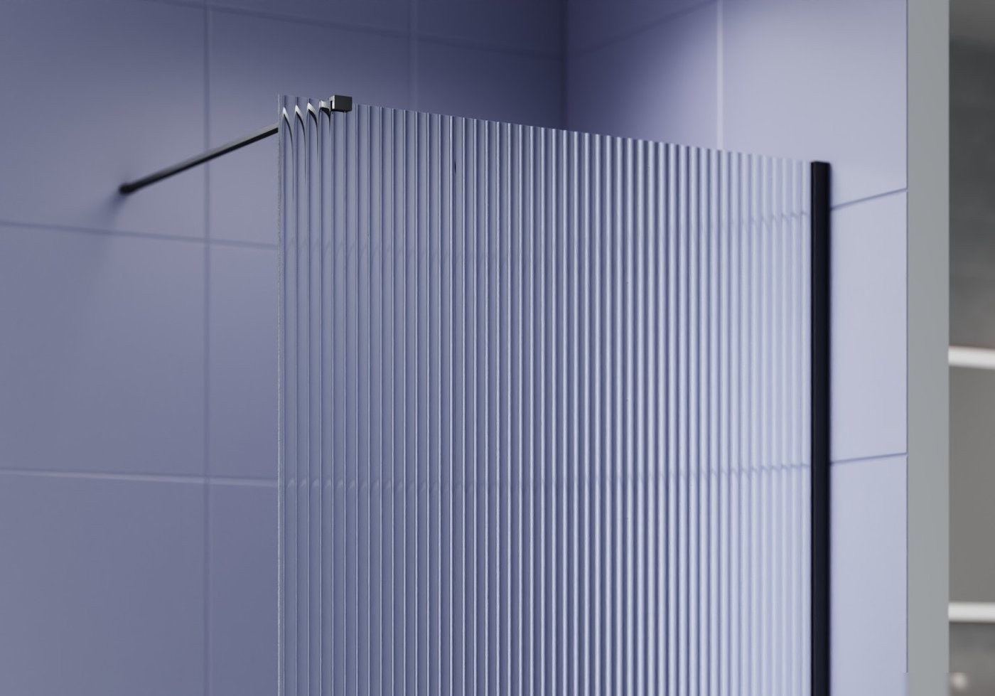 Душевая стенка Aquatek Walk in с держателем 140x200 AQ.WI.140.2BL (черный/прозрачное рифленое стекло)