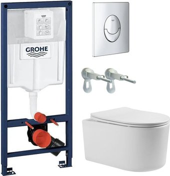 Унитаз подвесной Grado GD-W204T + GROHE Rapid SL 38721001 (с кнопкой смыва)