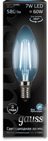 Светодиодная лампа Gauss LED Filament Candle E14 7 Вт 4100 К 103801207
