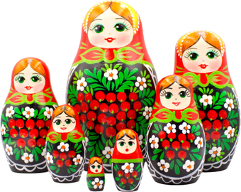 Развивающая игра Брестская Матрешка C ветвями рябины и ромашками (набор 7 шт)
