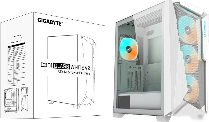 Корпус Gigabyte C301 Glass V2 (белый)