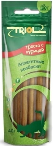 Лакомство для кошек Triol Колбаски из курицы с треской (40 г)