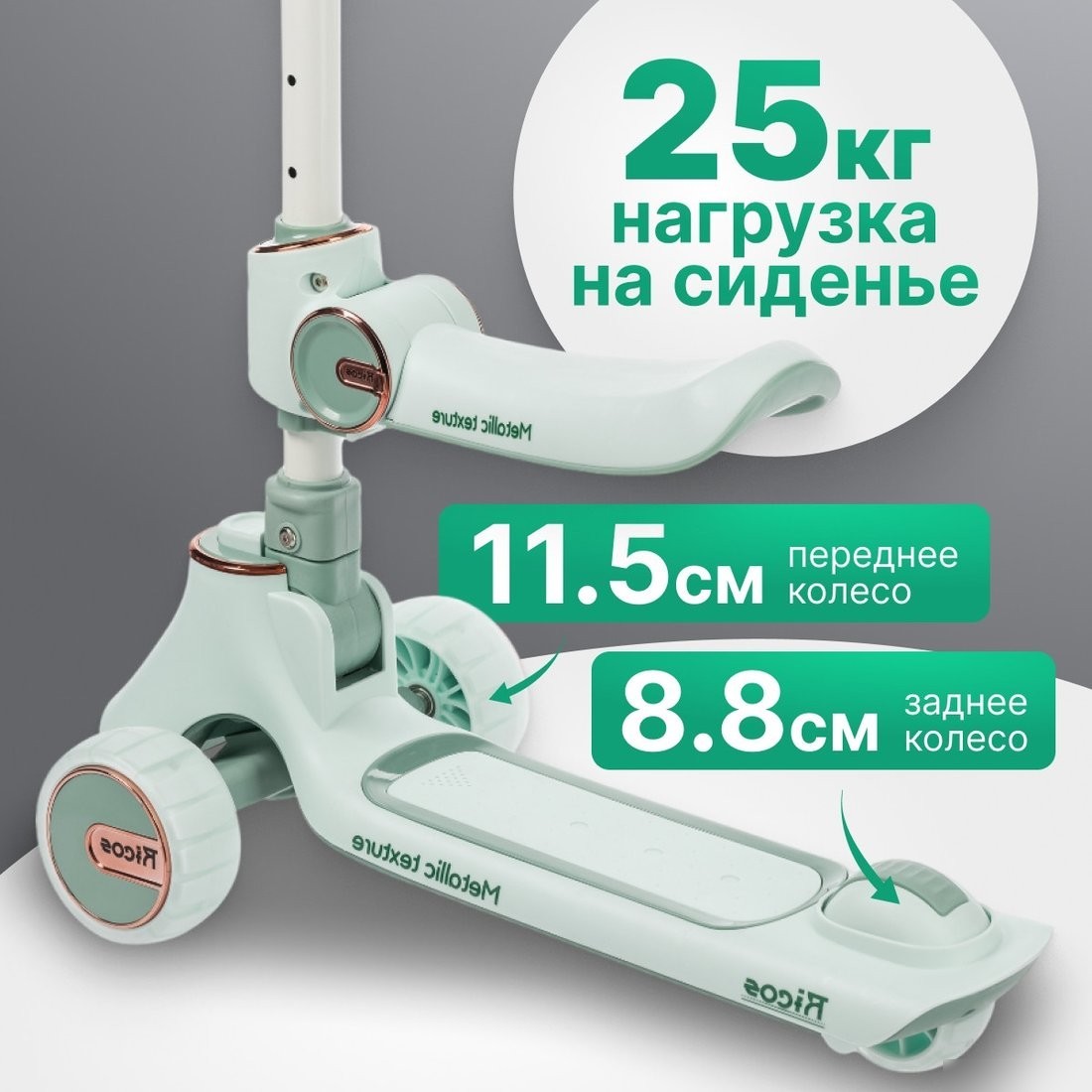 Трехколесный самокат Ricos TiKKi KB109 (бирюзовый)