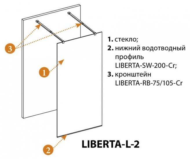 Душевая стенка Cezares LIBERTA-L-2-100-C-NERO