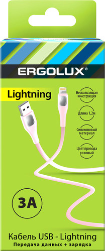 Кабель Ergolux ELX-CDC03-C14 USB Type-A - Lightning (1.2 м, розовый)