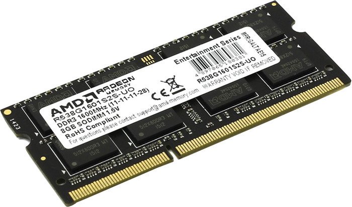 Оперативная память AMD 8GB DDR3 SO-DIMM PC3-12800 (R538G1601S2S-UO)