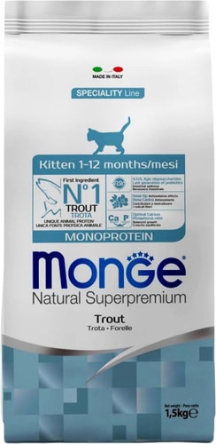 Сухой корм для кошек Monge Kitten Monoprotein Trout 1.5 кг