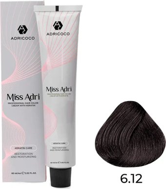 Крем-краска Adricoco Miss Adri 6.12 (100мл, темный блонд пепельный перламутровый)