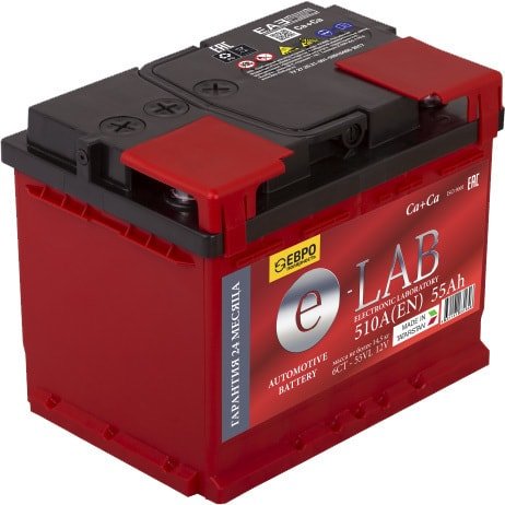 Автомобильный аккумулятор E-Lab 6СТ- 55R (55 А·ч)