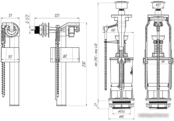 Комплект арматуры Ани Пласт WC6050M