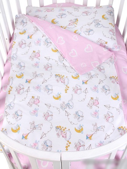 Постельное белье Amarobaby Мышата в облаках AMARO-3003-MvO (3 предмета, розовый/белый)
