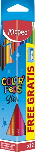Набор цветных карандашей Maped Color Peps Star + точилка 183213 (12 шт)