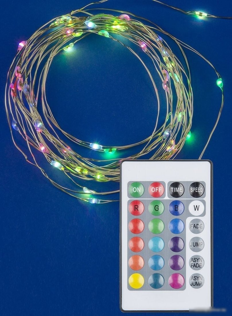Гирлянда роса Uniel ULD-S0500-050/DTB/3AA/RC RGB IP20 DEW UL-00007248