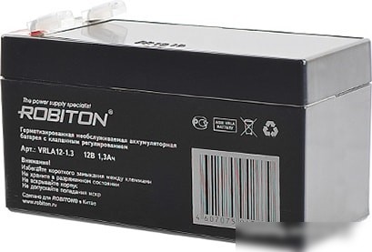 Аккумулятор для ИБП Robiton VRLA12-1.3 (12В/1.3 А·ч) Аккумулятор для ИБП Robiton VRLA12-1.3 (12В/1.3 А·ч)