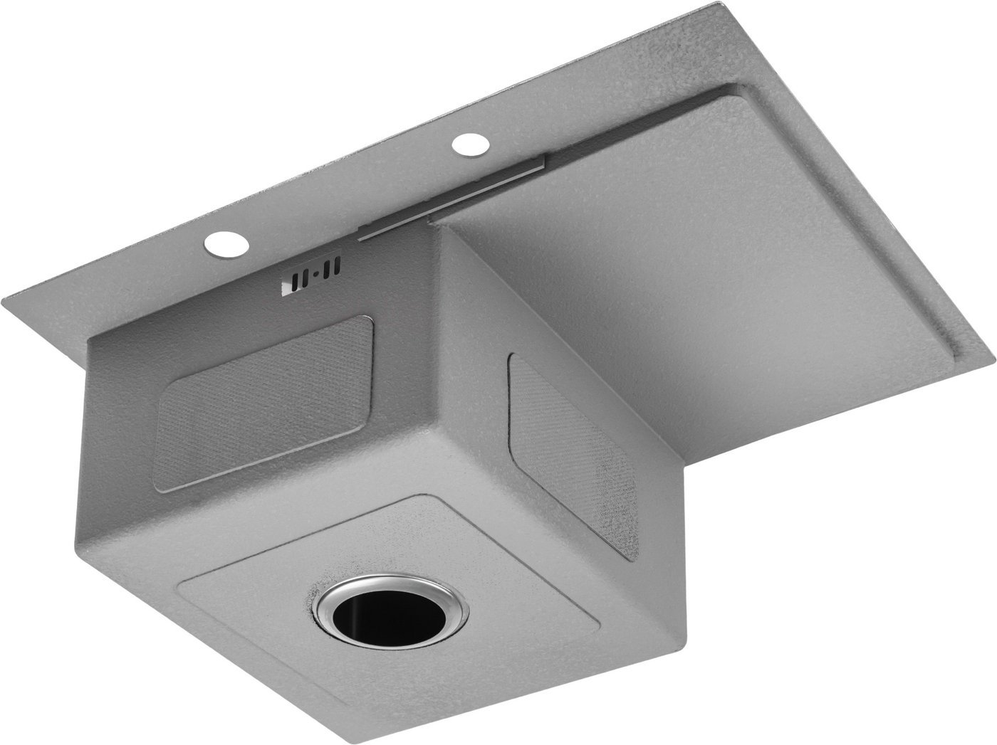 Кухонная мойка Saniteco 6550-R + Spike F9S07011 (сатин, с сифоном, дозатором и коландером)