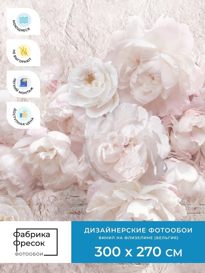 Фотообои ФабрикаФресок Нежные Пионы 3D 1193270 (300x270)
