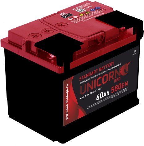 Автомобильный аккумулятор Unicorn Red 6СТ-60 о.п. (60 А·ч)