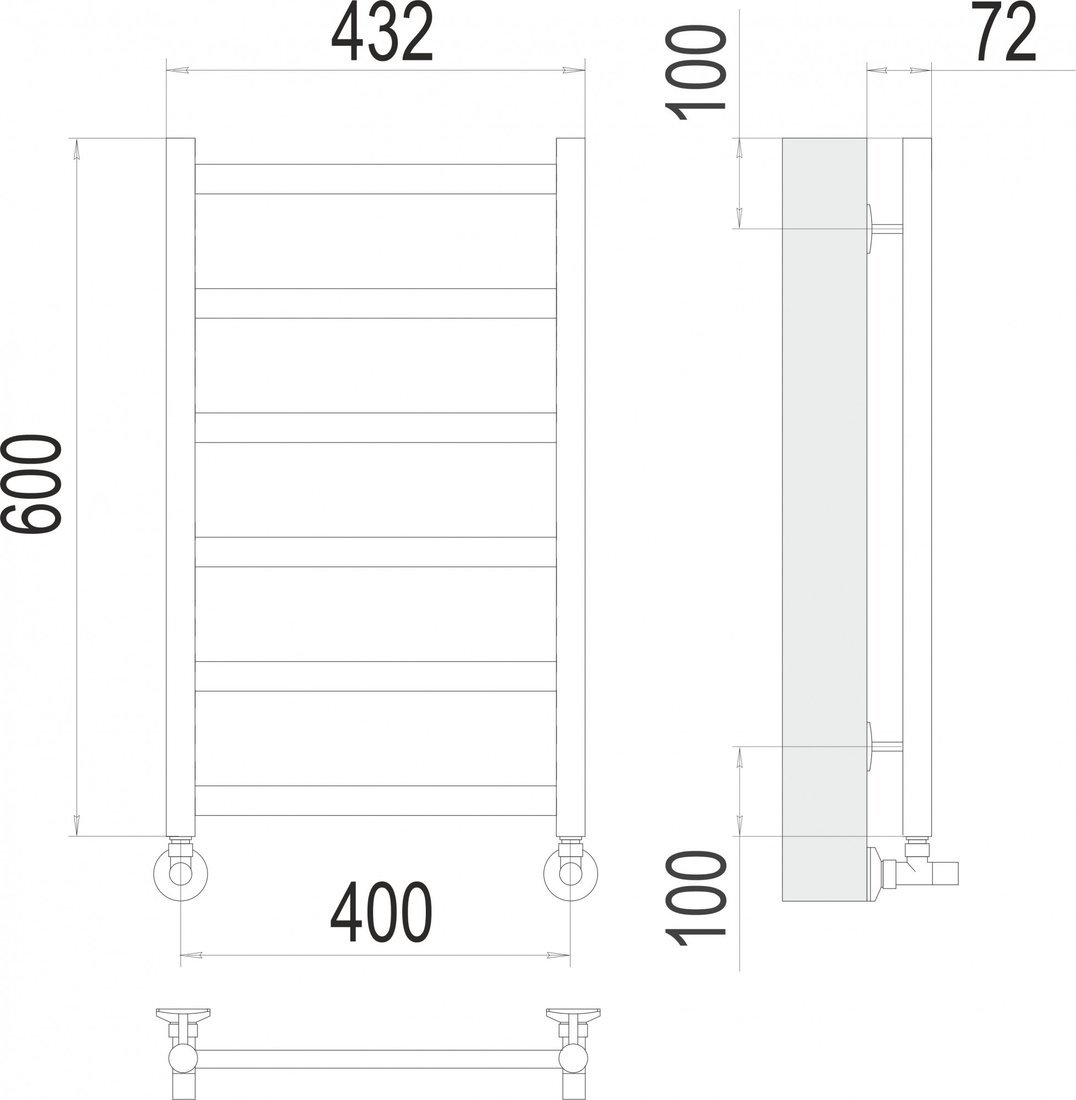 Полотенцесушитель TERMINUS Аврора П6 400x600 (RAL 9003)