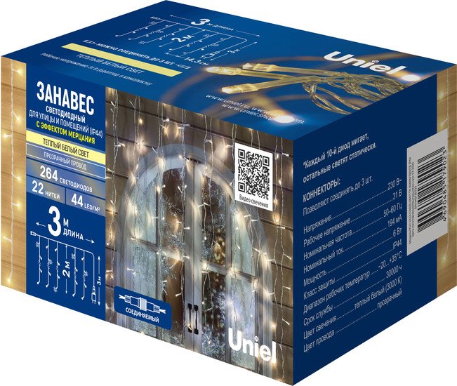 Световой дождь Uniel ULD-C3020-264/TTK UL-00010920 (теплый белый)